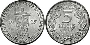 Berlin und Stuttgart.5 Reichsmark 1925 A ... 