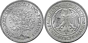 Berlin.5 Reichsmark 1927 A. Vs. mit Eichbaum ... 