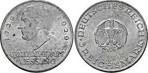 Berlin und München.3 Reichsmark 1929 A und ... 