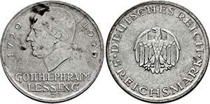 München und Hamburg.5 Reichsmark 1929 J ... 