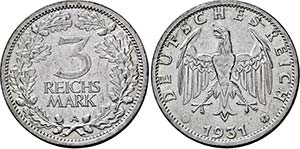 Berlin.3 Reichsmark 1931 A Umlaufmünze. ... 