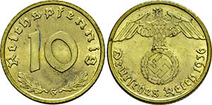 Karlsruhe.10 Reichspfennig 1936 G.  J. 364. ... 