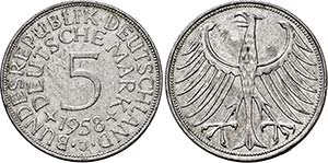 Hamburg.5 Deutsche Mark 1958 J (Entwurf ... 