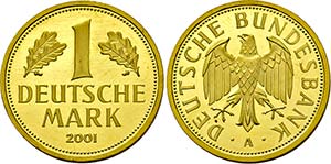 Berlin.1 Deutsche Mark in Gold 2001 A. ... 