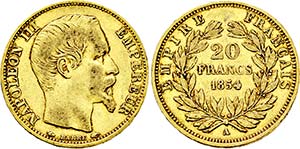Napoléon III. 1852-1870, Paris.20 Francs ... 