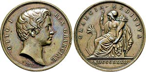 Othon von Bayern. 1832-1862, Bronzemedaille ... 