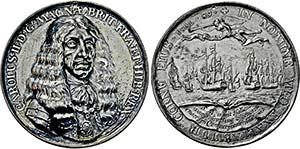 Charles II. 1660-1685, Hohlgussmedaille 1660 ... 