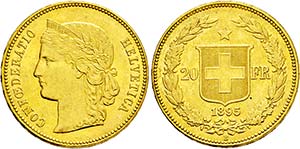 Bern.20 Franken 1895 B (900 fein). ... 