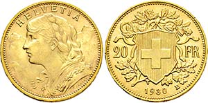 Bern.20 Franken 1930 B (900 fein).



 ... 