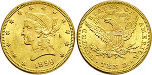 Philadelphia.10 Dollars (Eagle) 1899 (900 ... 