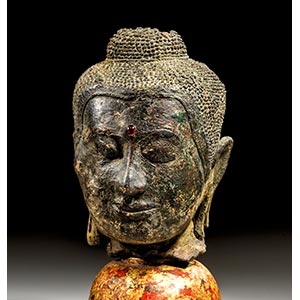 OBJEKTE AUS METALL   - Buddhakopf. Bronze ... 
