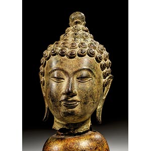 OBJEKTE AUS METALL   - Buddhakopf. Bronze. ... 