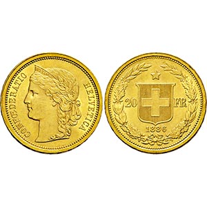 SCHWEIZ   - Bern.20 Franken 1886 B (900 ... 