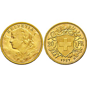 SCHWEIZ   - Bern.20 Franken 1927 B (900 ... 