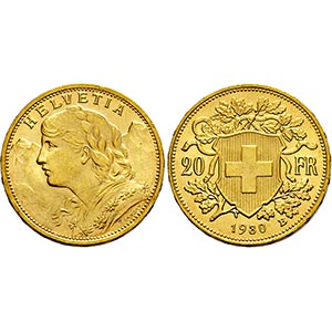 SCHWEIZ   - Bern.20 Franken 1930 B (900 ... 