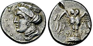 Siklos. 4. Jh. v. Chr. Herakopf mit Stephane ... 