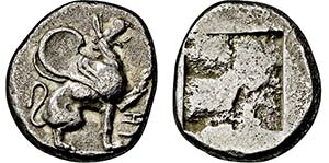 Stater. 478-449. Greif sitzt r. Rs: ... 