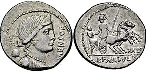 Denar. 75 v. Chr. Drapierte Libertasbüste ... 