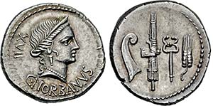 Denar. 83 v. Chr. Venuskopf mit Diadem r. ... 