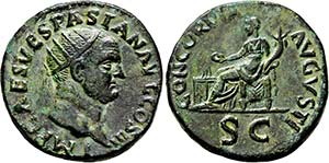 VESPASIANUS. 69-79, Dupondius. Kopf mit ... 