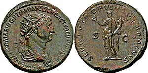 TRAIANUS. 98-117, Dupondius. Drapierte ... 