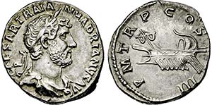HADRIANUS. 117-138, Denar. Belorbeerte und ... 