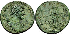 HADRIANUS. 117-138, Dupondius. Drapierte ... 