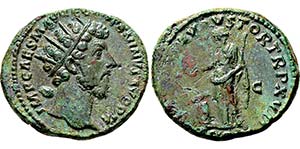 MARCUS AURELIUS. 161-180, Dupondius. Kopf ... 