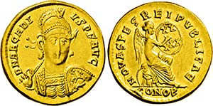 ARCADIUS. 383-408, Constantinopel.Solidus. ... 