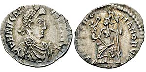 ARCADIUS. 383-408, Siliqua.. Drapierte und ... 
