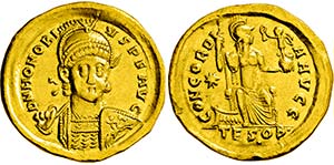 HONORIUS 393-423, Thessalonica.Solidus. ... 