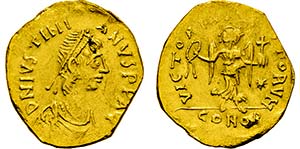 JUSTINIANUS I. 527-565, Au-Tremissis.. ... 