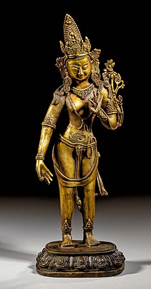Statue des stehenden Lokeshvara. Bronze. Er ... 