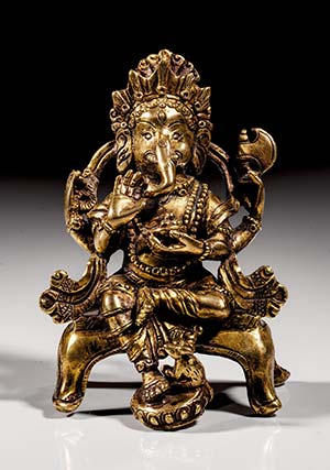 Sitzende Statue des Ganeesha. Vergoldete ... 
