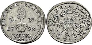 VII Kreuzer 1758 Stadtwährung zu 5 Kreuzer ... 