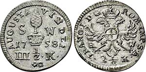 3 1/2 Kreuzer 1758 Stadtwährung zu 2 1/2 ... 