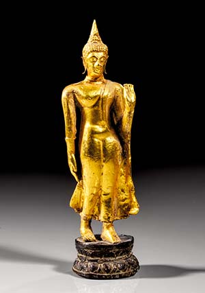 Buddhastatuette. Hohl aus Goldblech ... 