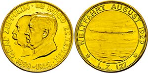 Goldmedaille 1929 (750 fein; Stempel von ... 