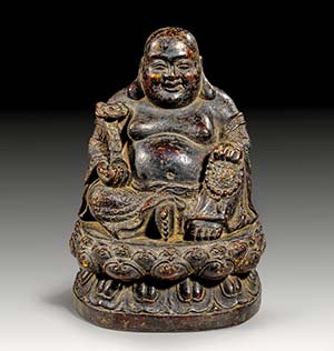 Sitzende Statue des Buddha Mi-Lo-Fu. Bronze ... 