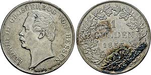 Ludwig II. 1830-1848, Darmstadt.1 Gulden ... 