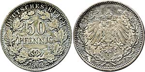Berlin.50 Pfennig 1903 A. J. 15. Dunkle ... 