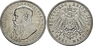 Georg II. 1866-1914, München.3 Mark 1908 D. ... 