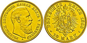 Friedrich III. 1888-1888, Berlin.10 Mark ... 