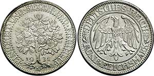 Berlin und München.5 Reichsmark 1931 A. ... 