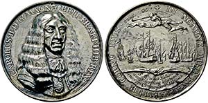 Charles II. 1660-1685, Hohlgußmedaille 1660 ... 