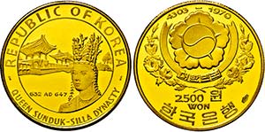 Seoul.2500 Won 1970 (900 fein). Brustbild ... 