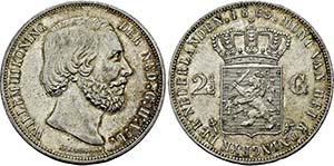Willem III. 1849-1890, Utrecht.2 1/2 Gulden ... 