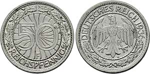 WEIMARER REPUBLIK   - 50 Reichspfennig 1935 ... 