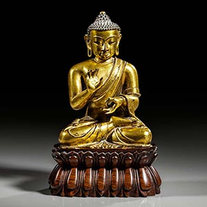 Sitzende Statue des lehrenden Buddha. ... 