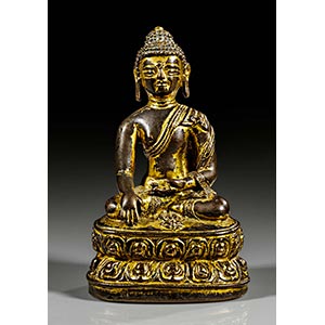 Sitzende Statue des Buddha Sakyamuni. Bronze ... 